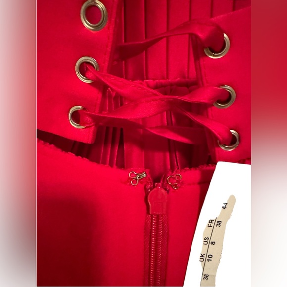 Andrea Iyamah - Hibi Pleated High Waisted Shorts Skort in Cherry- Size- M - Picture 10 of 16